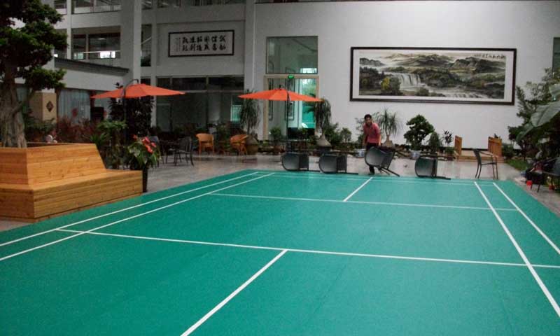 北京羽毛球場pvc運動地板圖 北京捷成世紀公司度假村羽毛球場地地板